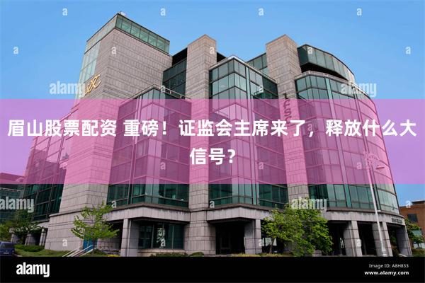 眉山股票配资 重磅！证监会主席来了，释放什么大信号？