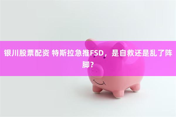 银川股票配资 特斯拉急推FSD，是自救还是乱了阵脚？