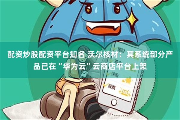 配资炒股配资平台知名 沃尔核材：其系统部分产品已在“华为云”云商店平台上架