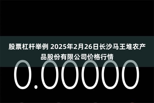 股票杠杆举例 2025年2月26日长沙马王堆农产品股份有限公司价格行情
