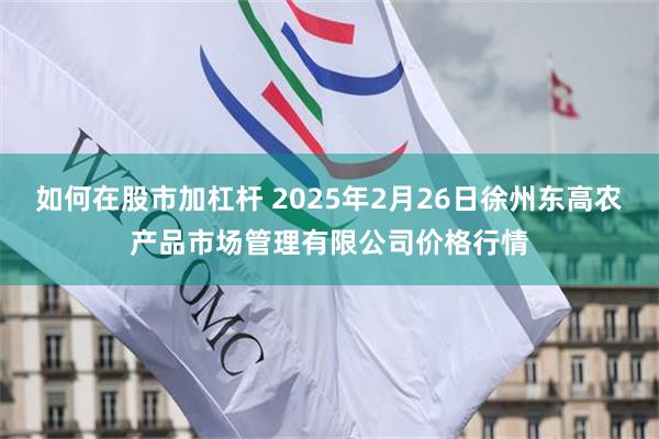 如何在股市加杠杆 2025年2月26日徐州东高农产品市场管理有限公司价格行情