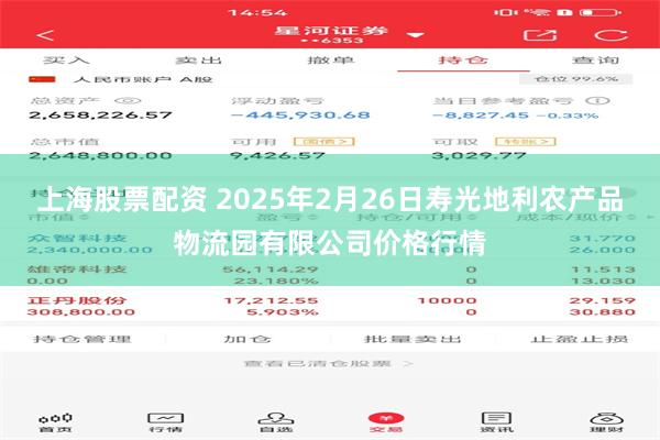 上海股票配资 2025年2月26日寿光地利农产品物流园有限公司价格行情