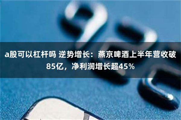 a股可以杠杆吗 逆势增长：燕京啤酒上半年营收破85亿，净利润增长超45%