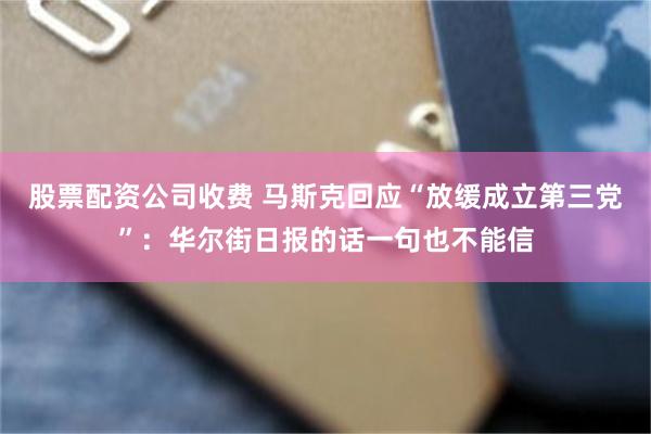 股票配资公司收费 马斯克回应“放缓成立第三党”：华尔街日报的话一句也不能信