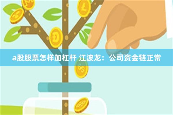 a股股票怎样加杠杆 江波龙：公司资金链正常