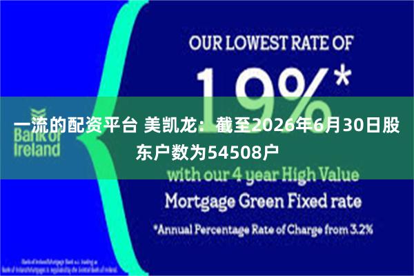 一流的配资平台 美凯龙：截至2026年6月30日股东户数为54508户