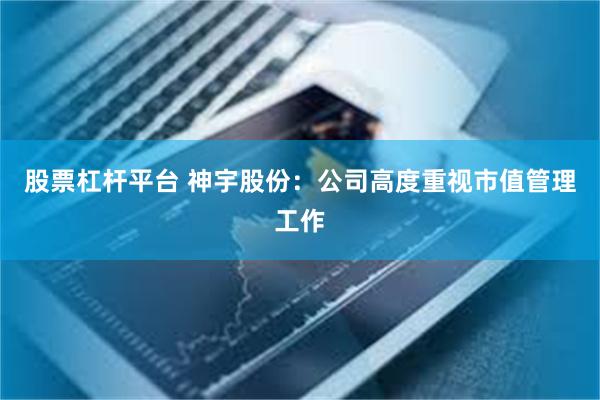 股票杠杆平台 神宇股份:公司高度重视市值管理工作