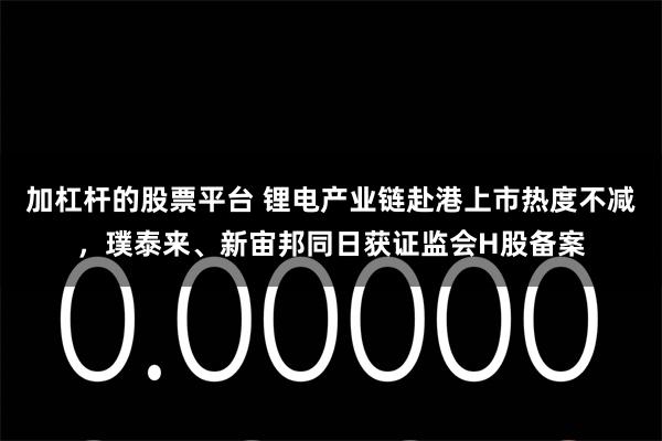 加杠杆的股票平台 锂电产业链赴港上市热度不减，璞泰来、新宙邦同日获证监会H股备案